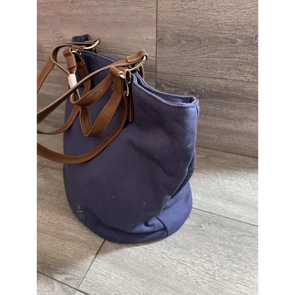 Isaac Mizrahi Live! Bridgehampton Tote Bag with Stri Classic Navy One Size - Picture 3 of 6